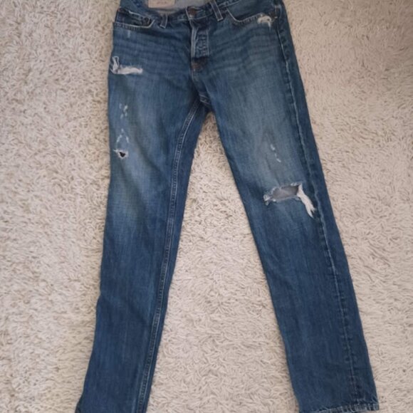 Hollister Men’s Skinny Jeans W33 L34 Medium Wash Distressed Ripped Y2K Cotton - Picture 3 of 11